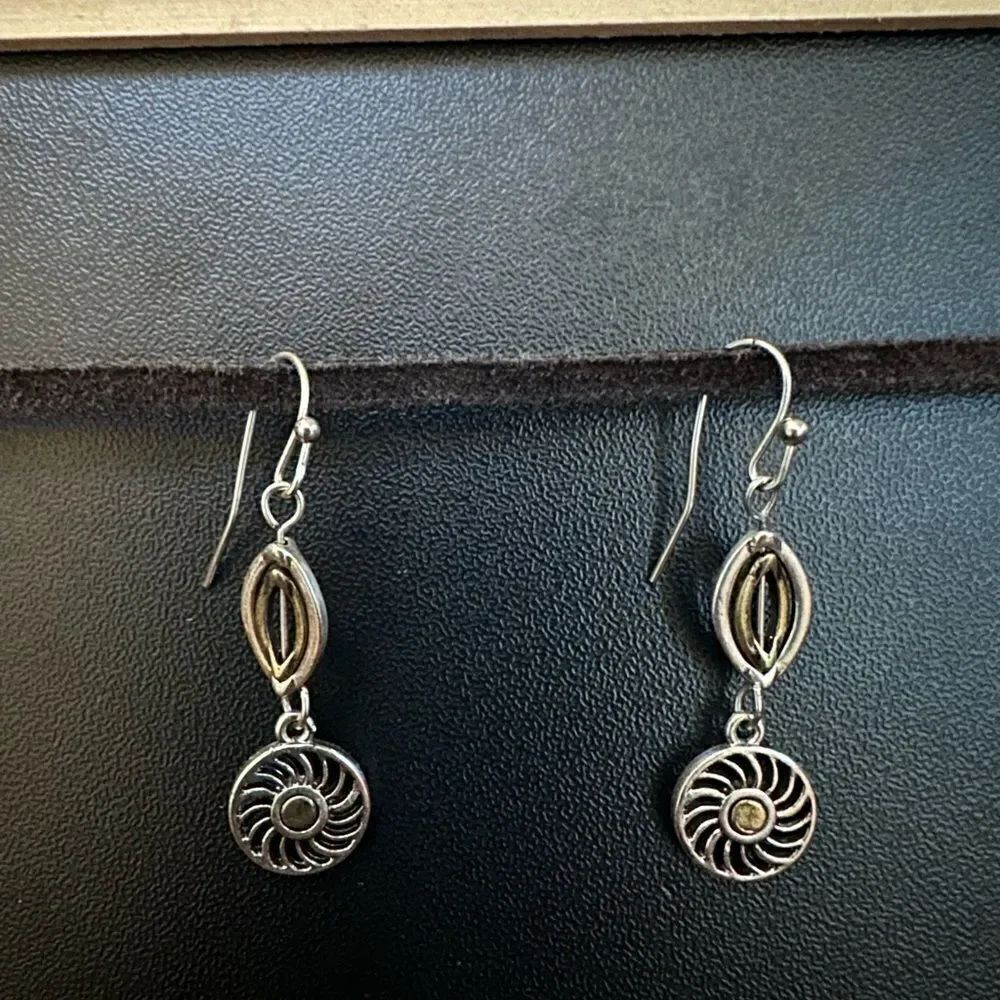 Silver and Gold Leaf and Sunburst Earrings